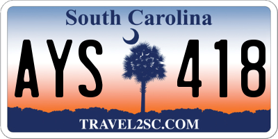SC license plate AYS418
