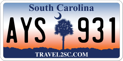 SC license plate AYS931