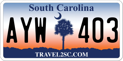 SC license plate AYW403