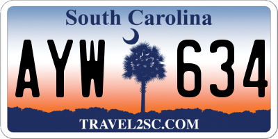 SC license plate AYW634