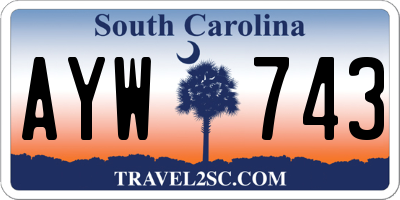 SC license plate AYW743