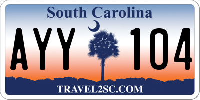 SC license plate AYY104