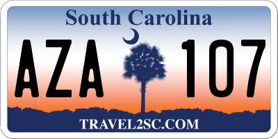 SC license plate AZA107