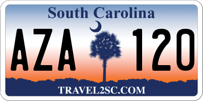 SC license plate AZA120