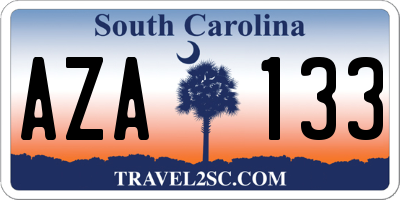SC license plate AZA133