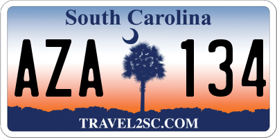 SC license plate AZA134