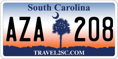 SC license plate AZA208