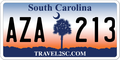 SC license plate AZA213