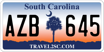 SC license plate AZB645