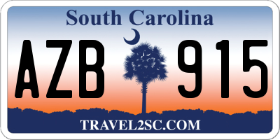 SC license plate AZB915