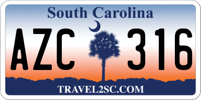 SC license plate AZC316