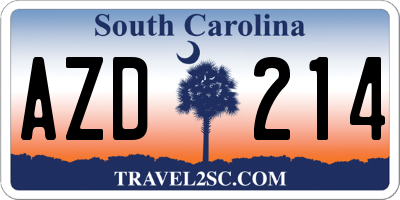 SC license plate AZD214