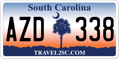 SC license plate AZD338