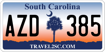 SC license plate AZD385