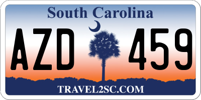 SC license plate AZD459