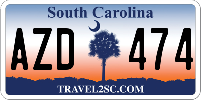 SC license plate AZD474