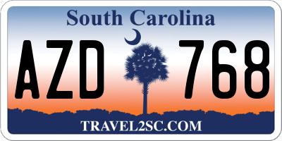 SC license plate AZD768