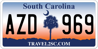 SC license plate AZD969