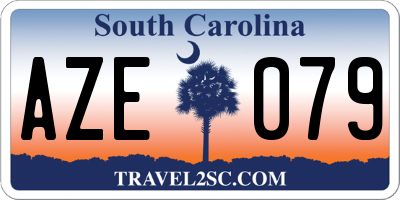 SC license plate AZE079