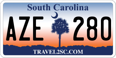 SC license plate AZE280