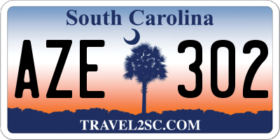 SC license plate AZE302