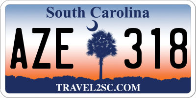 SC license plate AZE318