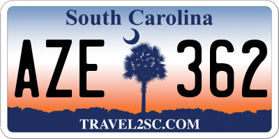 SC license plate AZE362