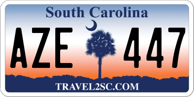 SC license plate AZE447