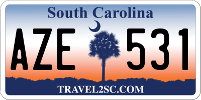 SC license plate AZE531