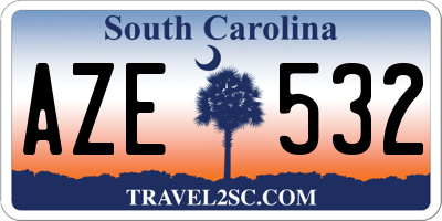 SC license plate AZE532