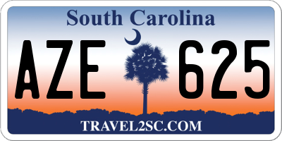 SC license plate AZE625