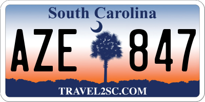 SC license plate AZE847