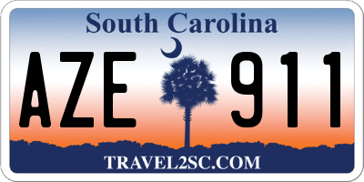 SC license plate AZE911
