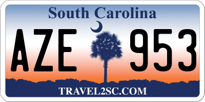 SC license plate AZE953