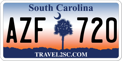SC license plate AZF720