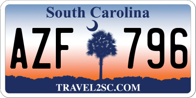 SC license plate AZF796