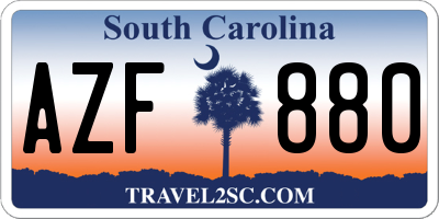 SC license plate AZF880