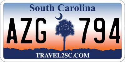 SC license plate AZG794