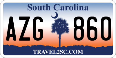 SC license plate AZG860