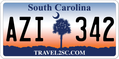 SC license plate AZI342