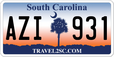 SC license plate AZI931