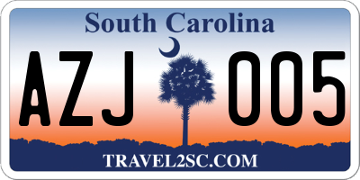 SC license plate AZJ005