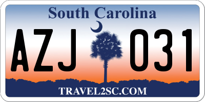 SC license plate AZJ031