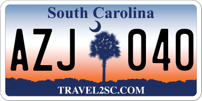 SC license plate AZJ040