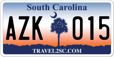 SC license plate AZK015