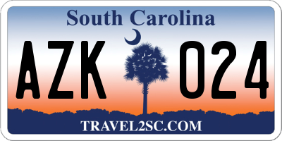 SC license plate AZK024