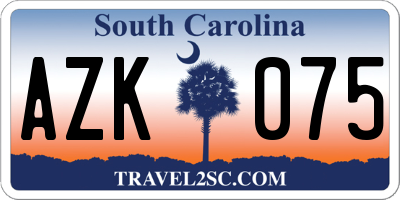 SC license plate AZK075