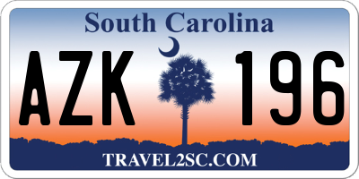 SC license plate AZK196