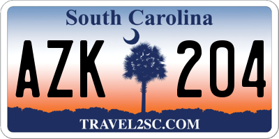 SC license plate AZK204