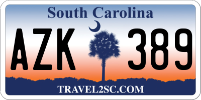 SC license plate AZK389